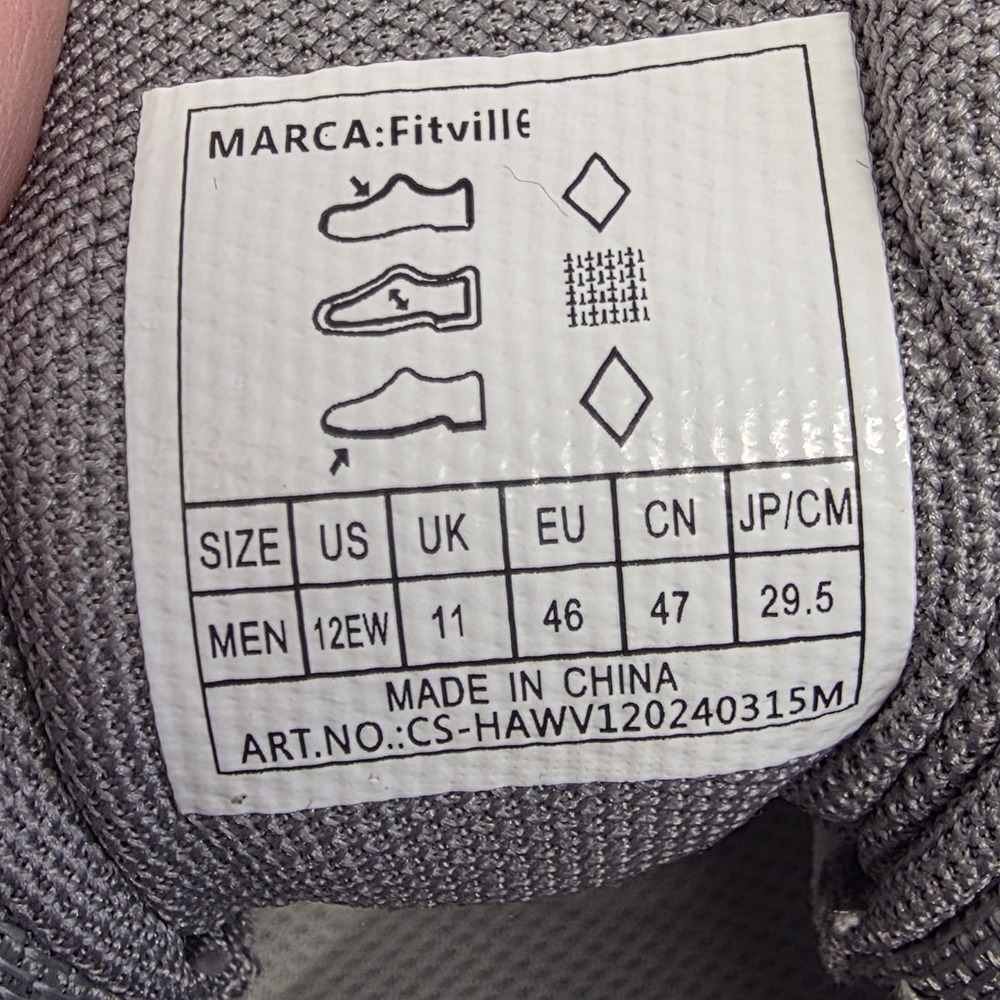 FitVille Marca Arch & Heel Support Wide EW Men's Size 12 White Gray AERAM - Picture 11 of 11